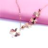 Exquisite Rose Gold-Plated Russian Purple Gold Trefoil Necklace 585 Color Gold Fashion Korean Version Color Gold Collarbone Chain