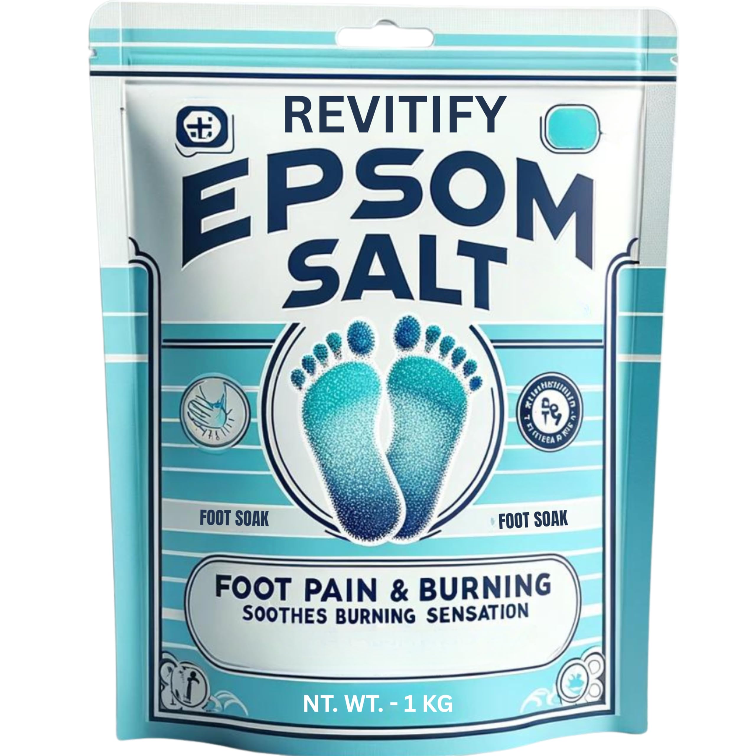 

REVITIFY Fast-Acting Epsom Salt 1Kg for Pain Relief and Relaxation, Guaranteed Relief for Foot Pain, Swelling & Soreness Luxury Bath Salt for Women an