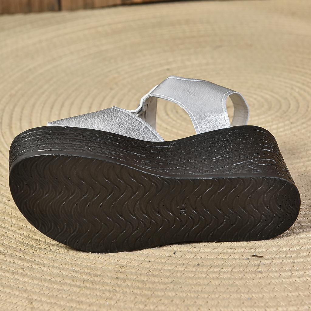 Fashion Aphixta Silver Peep Toe Wedge Heel Sandals Zipper Design Platform Sandals Women Casual Mesh Upper Breathable Shoes Plus Size 43