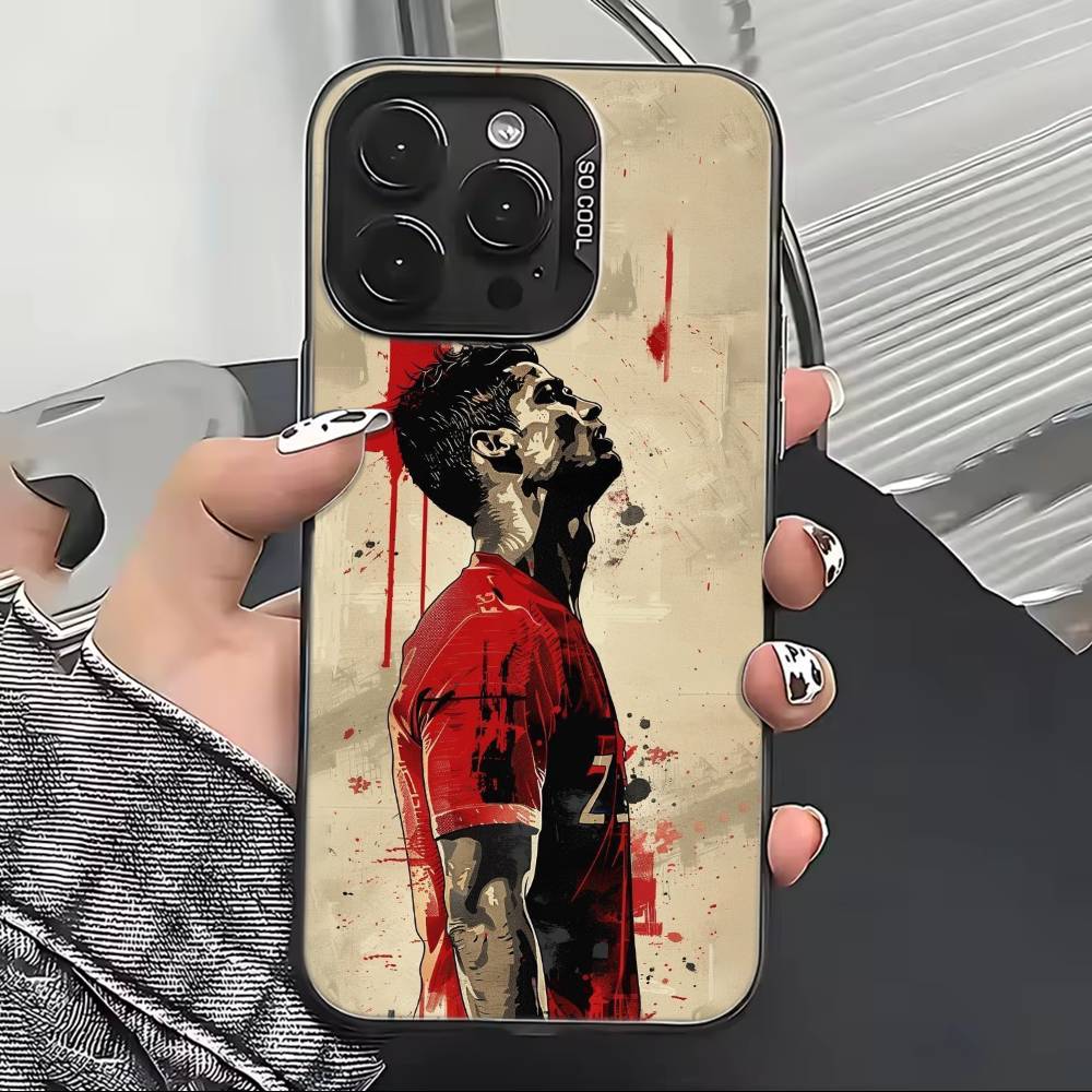 F-Famous Football Players C-CR7 Phone Case For iPhone 17,16,15,14,13,12,11 Plus,Pro Max,XS,Colorful Silver Black Cover