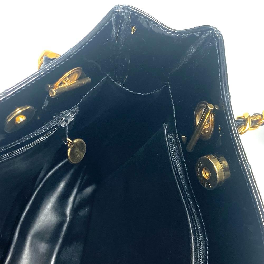 CHANEL Quilted Double Chain Bag Shoulder Bag enamel Black/Gold