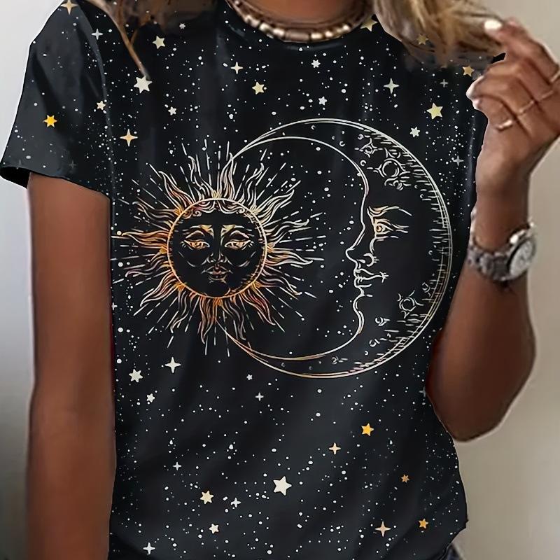 Fashion 3D Digital Printed Cat Pattern Women's Round Neck Short Sleeved T-shirt