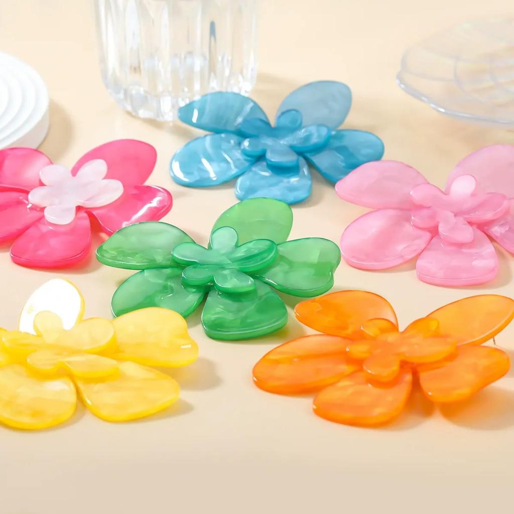 Summer Colorful Oversize Flower Earrings for Woman Decoration New Temperament Acrylic Geometric Dangle Earrings Trend Jewelry