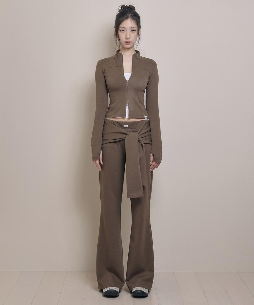 AWOSWEIB Relaxed Slim Zip-Up - Brown