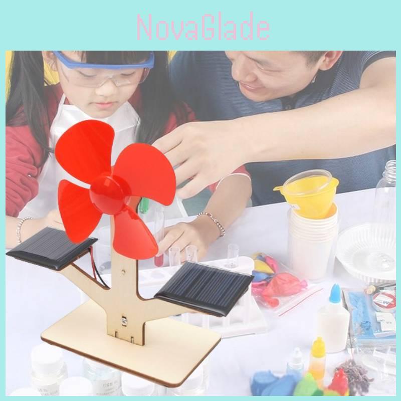 Kinder DIY Solarbetriebener Ventilator Wissenschaftsexperiment Lernspielzeug Natürliches Holzmaterial
