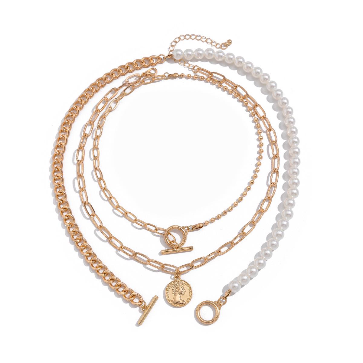 

Elegant Multi-Layer Imitation Pearl Necklace with Large Beads and Alloy Water Drop Charm