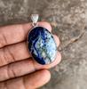 Natural Sodalite Gemstone Pendant, 925 Sterling Silver Plated Handmade Jewelry