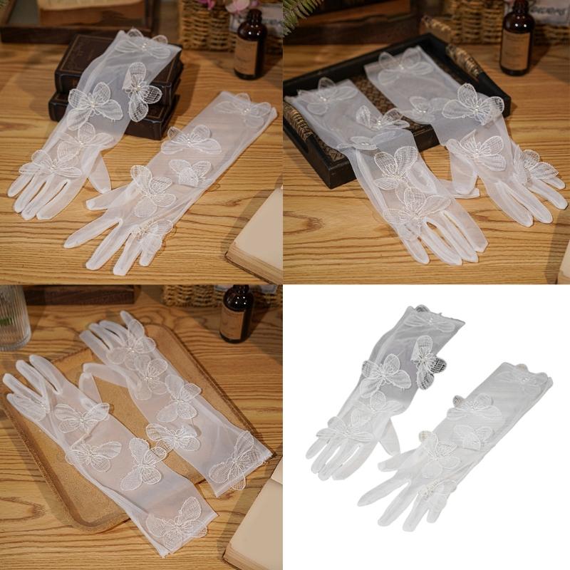 Elegant Butterfly Gloves Long Sheer Gloves Wedding Dress Gloves Evening Party Accessories Handwear Photography Props