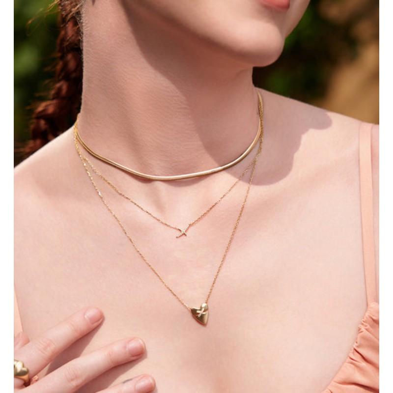 Heart Splicing Clavicle Chain Retro High-end Versatile Light Luxury Necklace Women