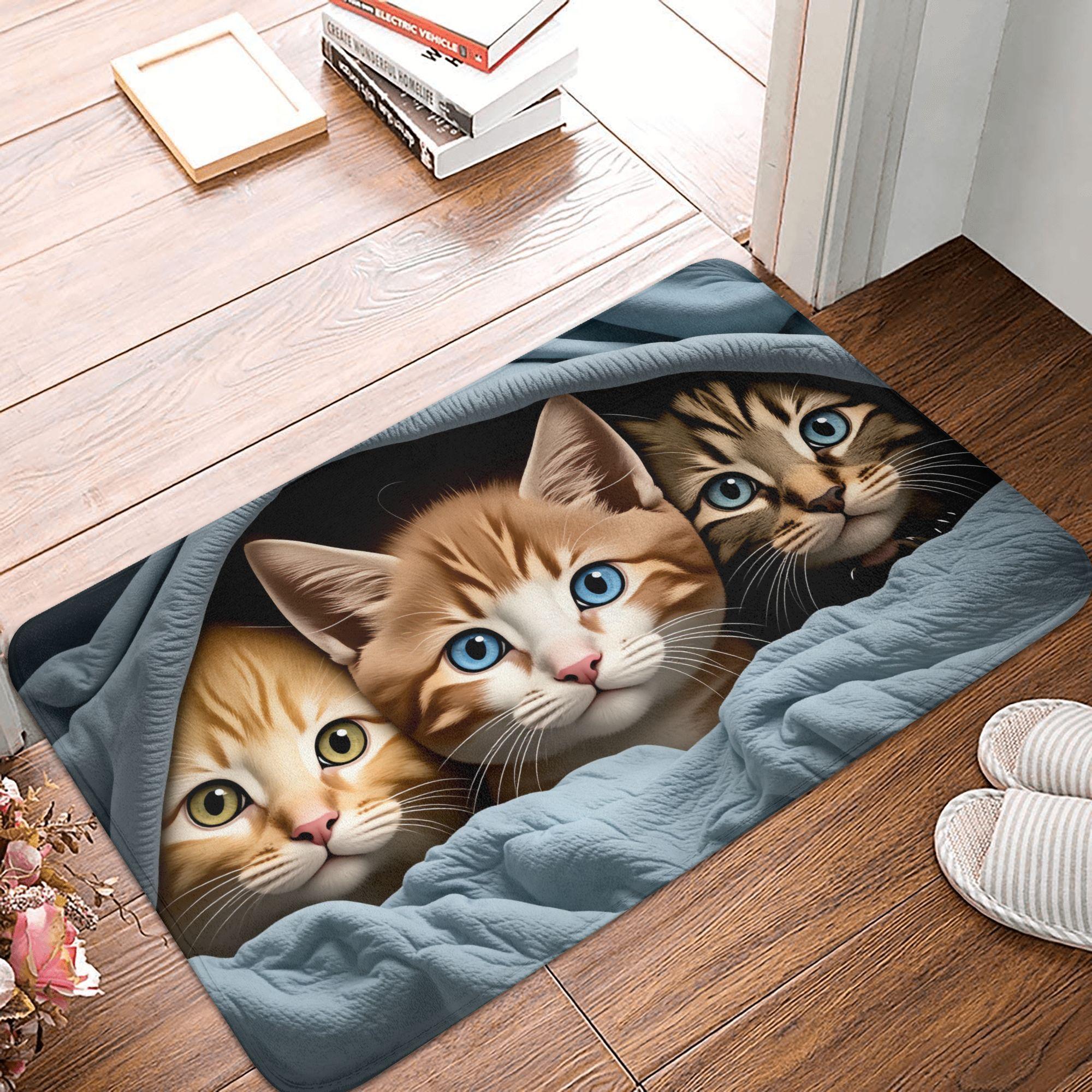 

Смешной Мультяшный Кот Дверной Напольный Кухонный Ванная Комната Коврик Противоскользящий Внешний Любитель Кошек Коврик для Двери Вход в Гараж Ковер 40cmx60cm