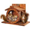 Mangeoire à écureuils en bois, mangeoire extérieure à écureuils pour l'hiver, mangeoire à tamias en bois, peut contenir du maïs et des cacahuètes, solide et durable, facile à remplir.