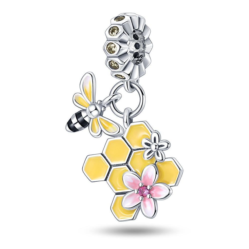 2026 Bee Series Daisies Honeycomb Charm Charm Beads DIY Jewelry Bracelet Accessories 925 Silver
