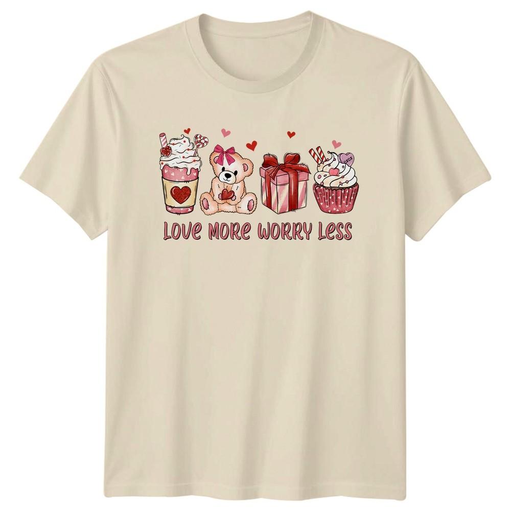 Love More Worry Less Valentines Day Unisexs Tee Unisexs Graphic TShirt