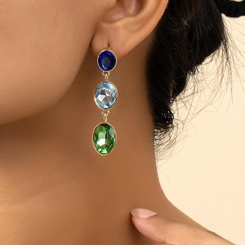 Pinkdudu 2023 Summer New 3 Color Glass Drop Earrings Romantic Luxury Charming Geometric Earring for Women Jewelry Gifts PD1205