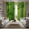 2pcs Lush Green Bamboo Printed Curtains, Designed for Light Filtering, Quality Material, Ideal for Zen Style Home Window Decorat