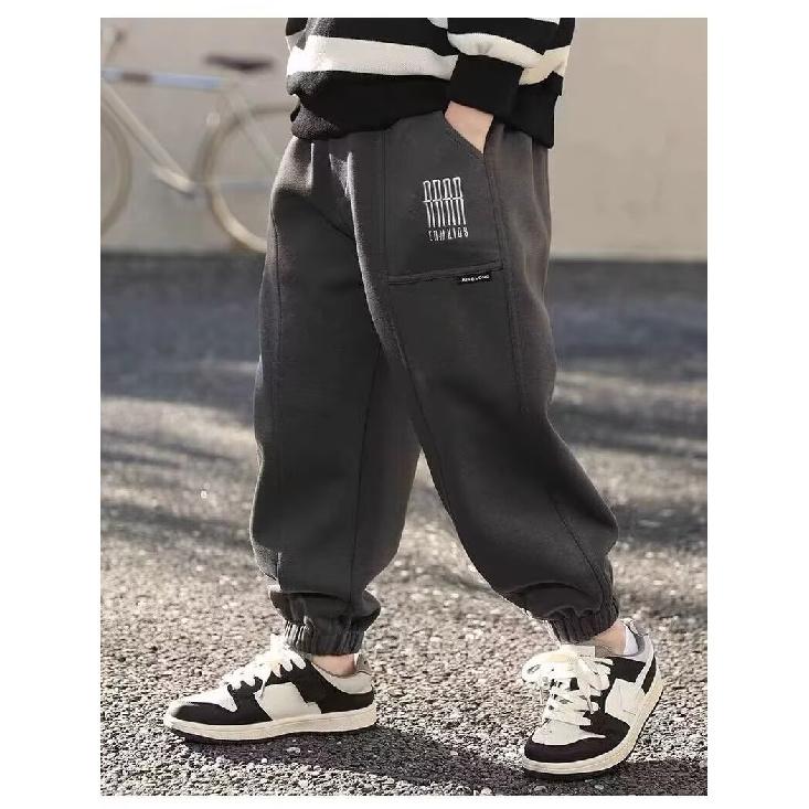 Boys' Spring and Summer Autumn Pants Children and Teens Pants Thin Children's Sports Straight Pants Trendy Three-Bar Pants Trendy