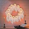 11 LED Lights Ghost Wreath 35cm Spooky Front Door Hanging Decor Halloween Wreath  Haunted House