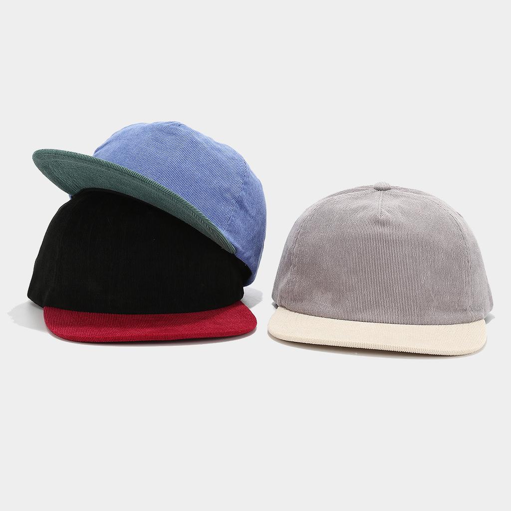 New Corduroy Color Matching Board Hip-hop Hat Men's European and American Fashion Retro Versatile Flat Brim Hat Women's Tide Brand Cap