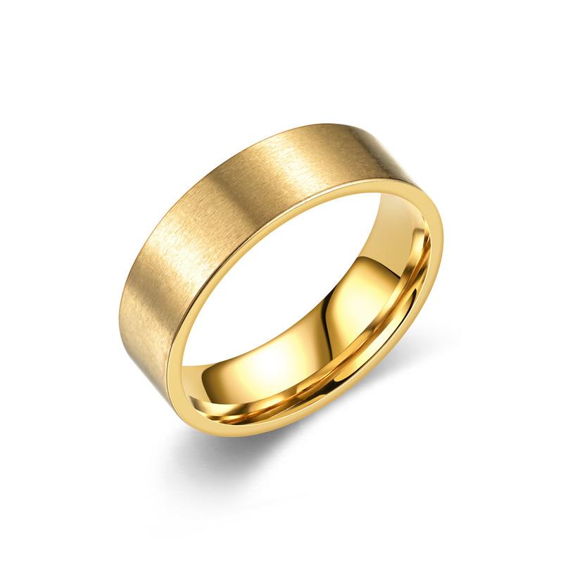6MM Matte Simple Stainless Steel Rings Frosting Gold Black Color Titanium Steel Ring Women Men Wedding Band Jewelry For Gift