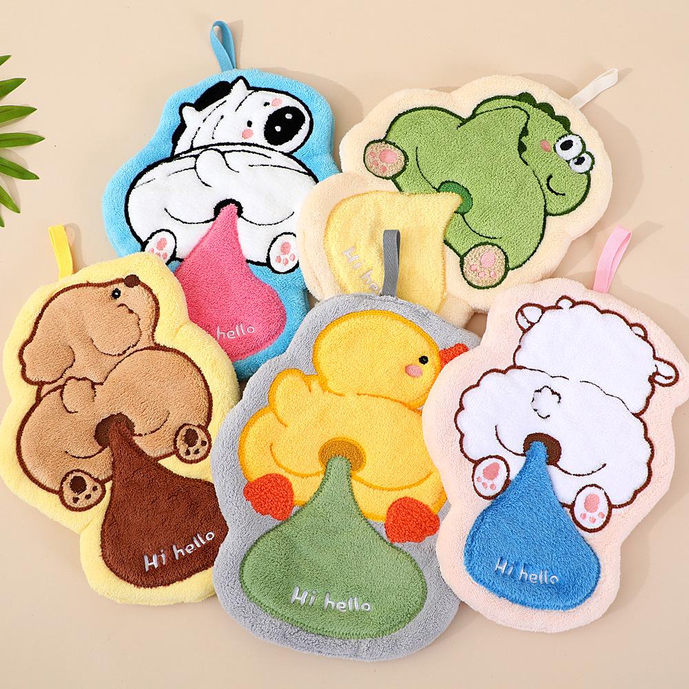 Creative Cute Rainbow Coral Fleece Hand Towel: Quick-Dry, Absorbent, Multi-Purpose for Kids