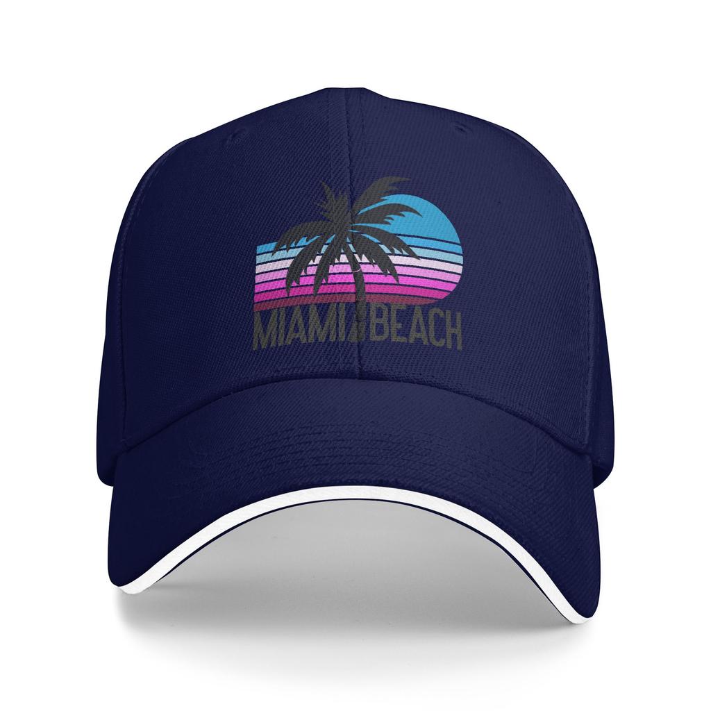 Spring Casual Baseball Cap Miami Beach Palm Running Hippie Trucker Hat For Women Men Adjustable  Classic Baseball Caps