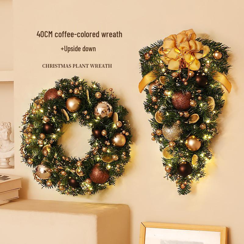 Décoration de Noël en rotin: Couronne, Guirlande, Ornements d'Arbre et Décorations de Porte