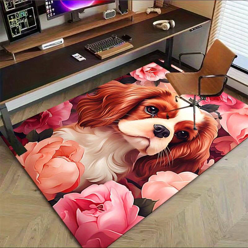 1pc Floral Canine Themed Rug for Home Decor, Non-slip Office Carpet, Chair mat, Outdoor Mat, Christmas and Halloween gifts-0731129