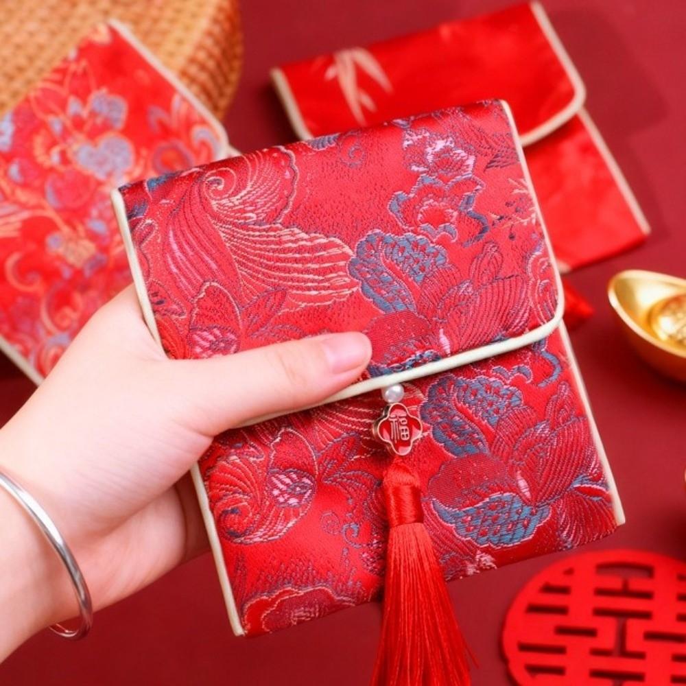 Spring Festival Money Pocket Tassel New Year Money Bag Brocade Red Envelope  Lady Girls Women