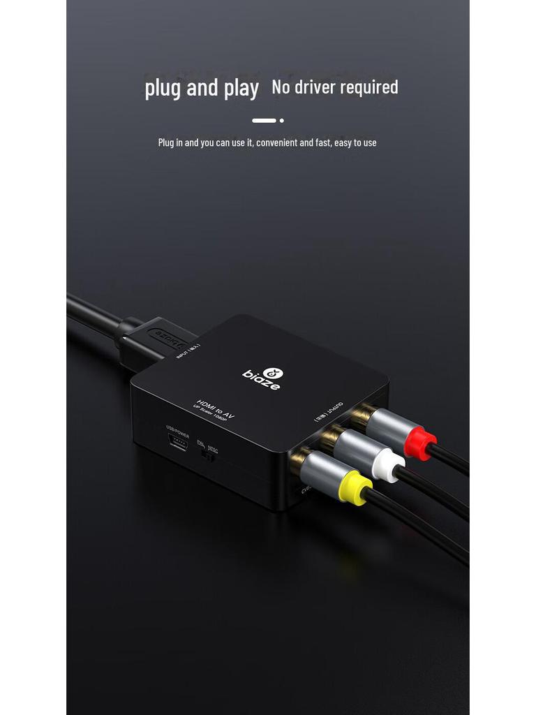 Biaz HDMI to AV Converter with USB Power – Digital HD to 3RCA (Red, White, Yellow) Audio and Video Cable