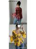 European Floral Gradient Tie-Up Square Neck Long Sleeve Shirt