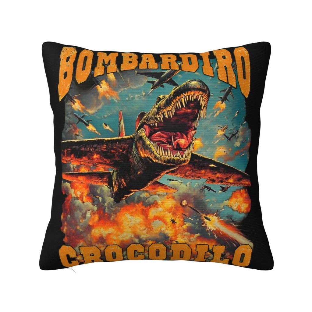 Meme Brainrot Bombardino Crocodilo Poszewka na poduszkę Pokrowiec na poduszkę Kreatywny Zamek Błyskawiczny Poszewka na poduszkę do rzucania Pokrowiec na siedzisko 45x45cm