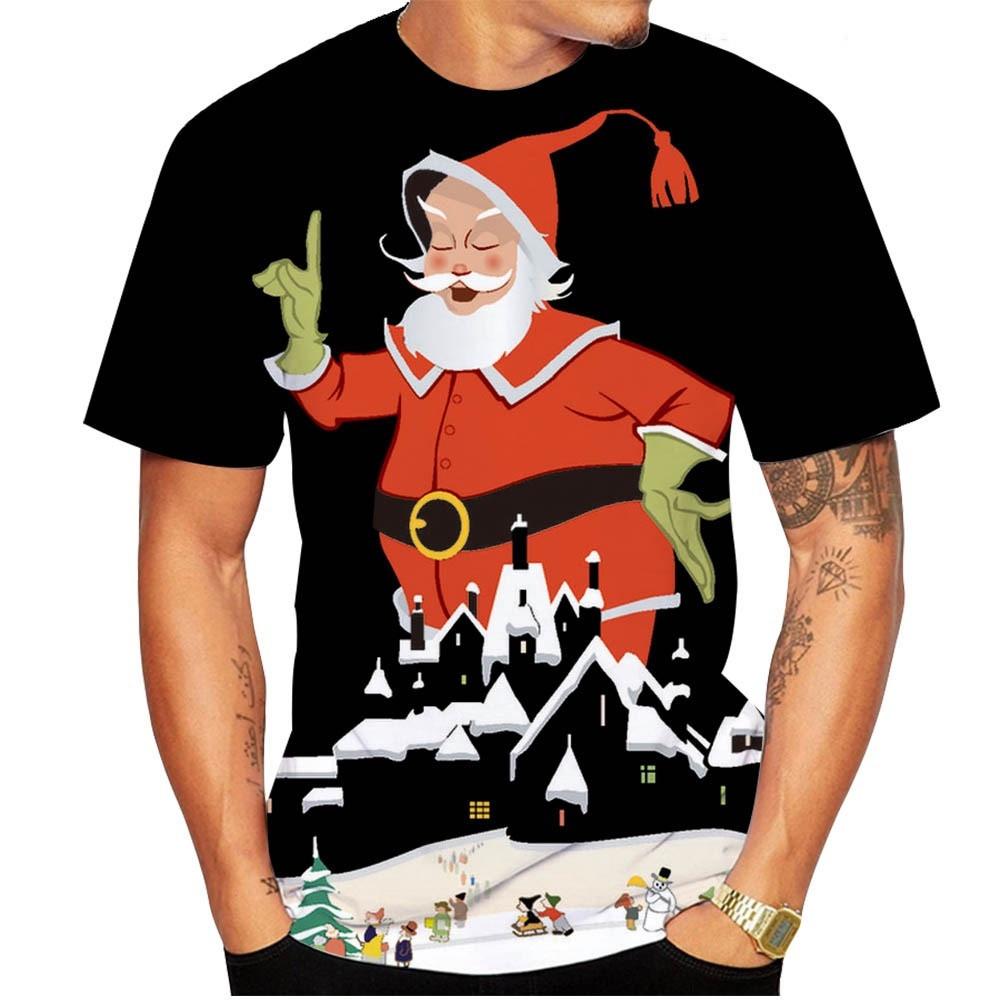 Santa Claus Anime Street Men/Women Christmas T-shirt Men's Holiday Dress Show T-shirt Street Wear Men's Clothing T-shirt