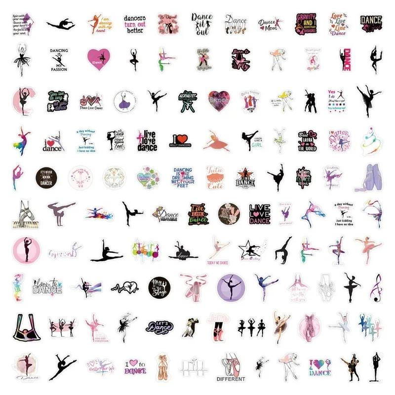 10/117Pcs Ballet Dance Cheerleading Graffiti Stickers Phone Computer Notebook Luggage Decoration Waterproof Sticker Girls Gifts