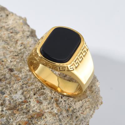 R3509 Men's High Quality 316LStainless Steel Onyx Gild Rings Classic  Trend Jewelry Product