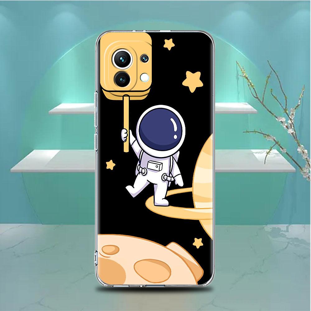Süße Astronauten Klare Hülle Für Xiaomi Mi Poco X3 NFC M3 Pro F3 F1 11 Lite 12 Note 10 11T 9T Transparente Handyhülle