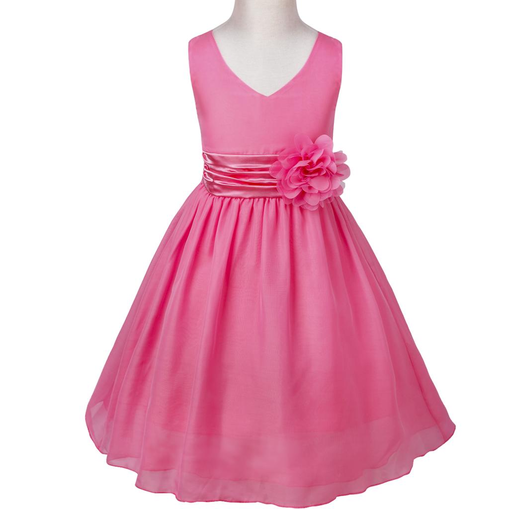 Dětské velké dívčí asymetrické volánky Květinové dívčí šaty Venkovní svatební šifonové šaty pro družičku