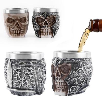 Caneca de Café Única Caveira Esqueleto Sem Alça Cerveja Gótico Utensílio para Bebida Resistente ao Calor Caneca com Padrão Vivo para Casa Bar Ornamento