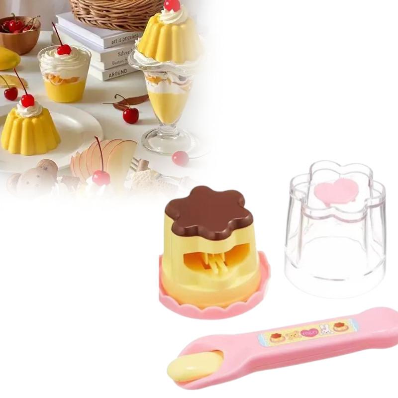 Mellchan Strawberry Pudding Toy Set Food Feeding Play House Prop Kids Gifts