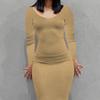 Long Sleeve Maxi Dress for Women Fall Casual Crew Neck Long Dress Slim Fit Bodycon Ruched Cocktail Party Dress