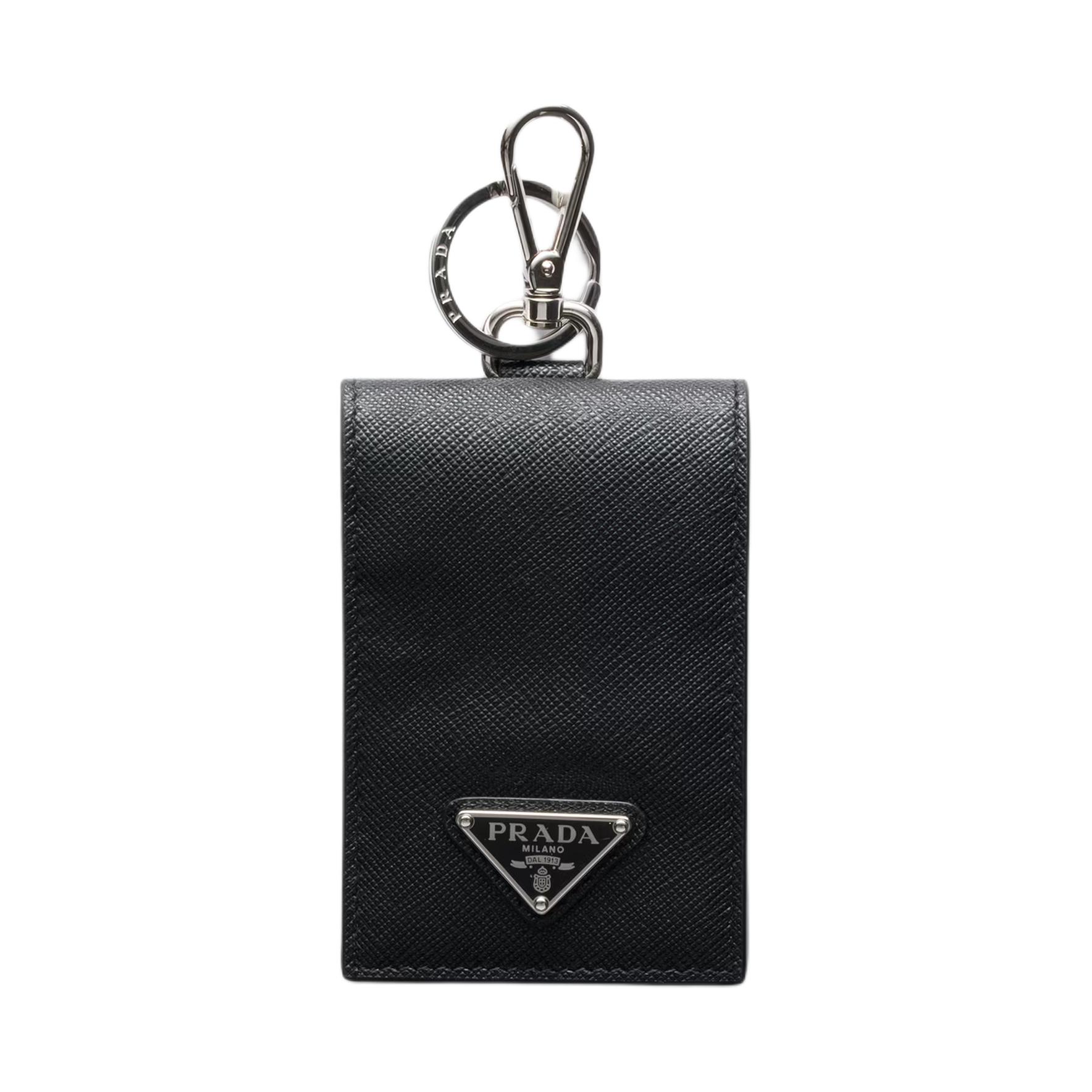 

Prada Saffiano Enamel Triangle Metal Logo Snap Closure Leather Card Holder Women Card Holder Black 2MC126_QHH_F0002 Basic Set (Bag+Dust Bag)