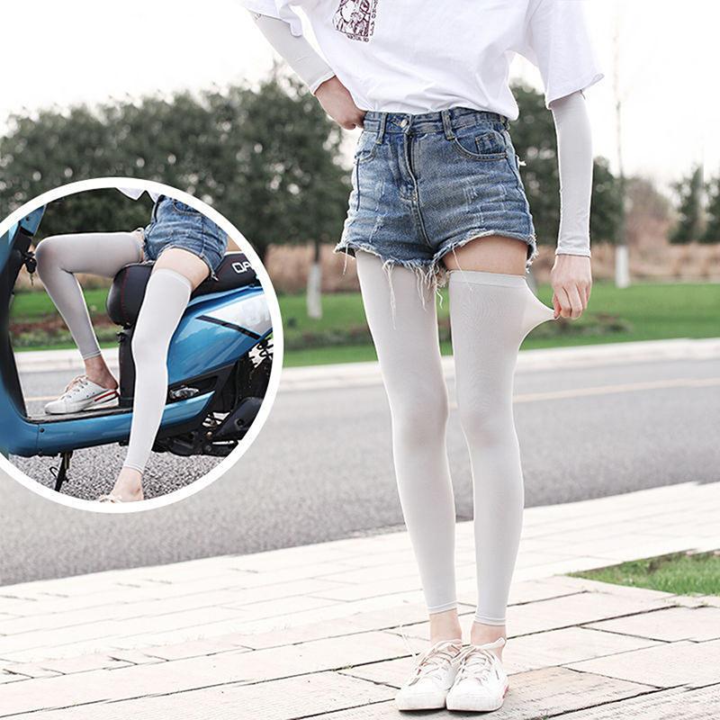 

Leggings For Summer Sun Protection Outdoor Cycling Sports And Uv Protection Lightweight Breathable And Cool With Ice Sleeve сірий колір