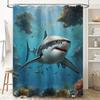 Blue Ocean Shark Bath Curtain Coral Reef Fish Decor Shower Curtain for Home Bathroom Decoration Wall Hanging