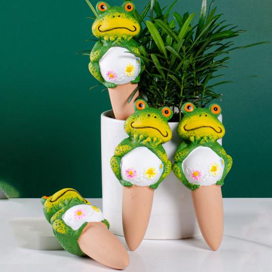 4Pcs Terracotta Self Watering Frog Planter Watering Spikes Slow Insert Automatic Spikes Cute Release Watering Tools