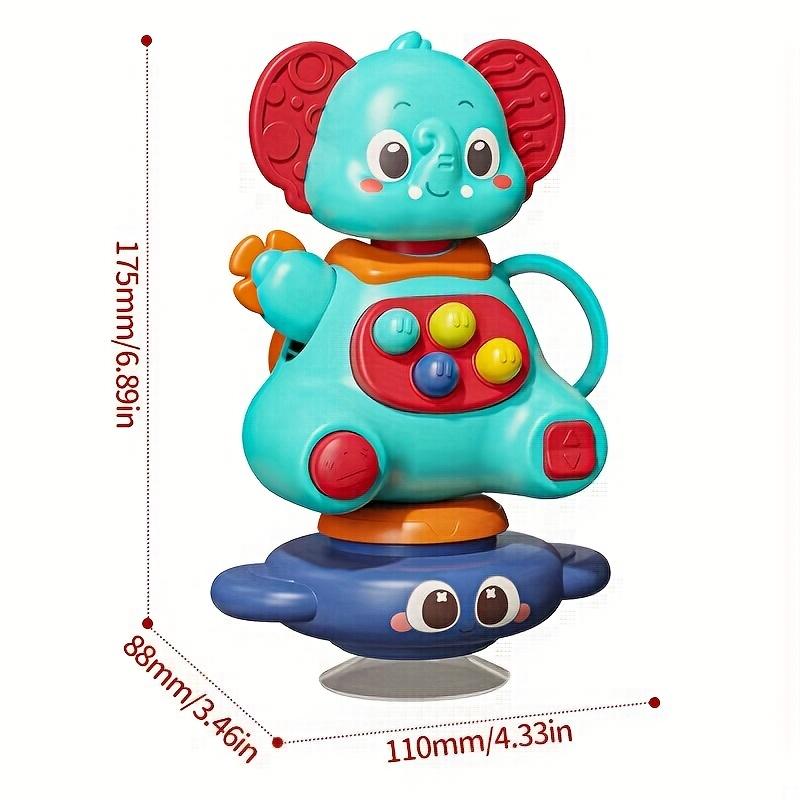 Blue elephant gyro toy with a huge suction cup that can rotate 360 degrees, promoting parent-child interaction