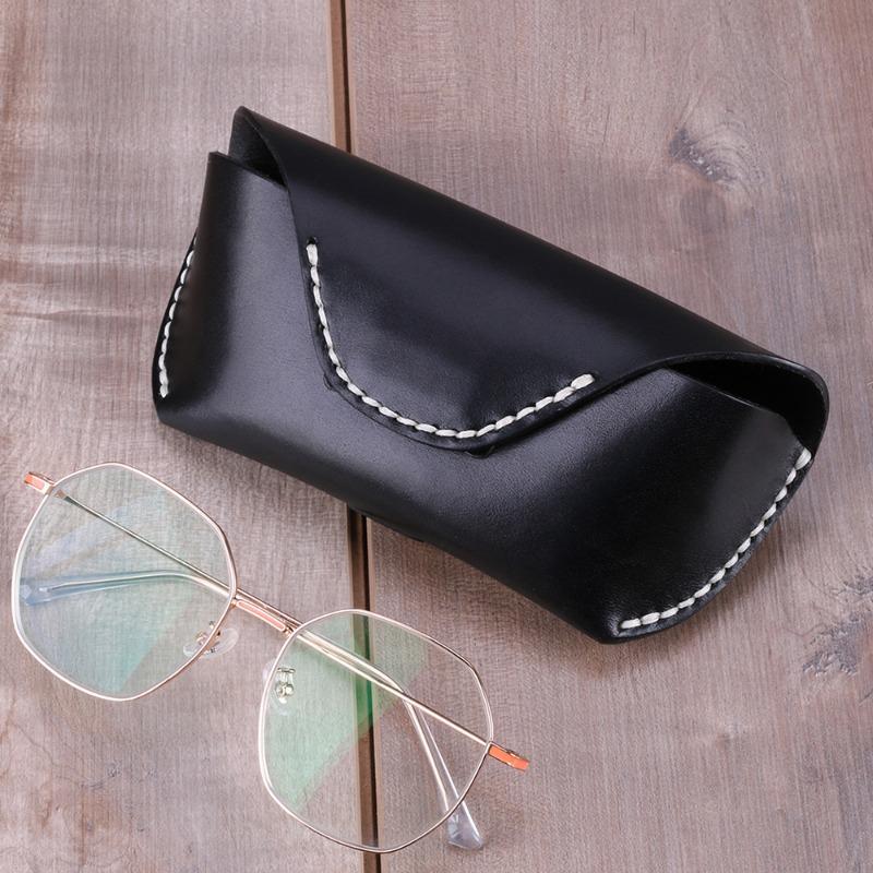 JOGUJOS Genuine Leather Glasses Case Retro Sunglasses Sunglasses Universal Cowhide Glasses Bag Portable Anti-pressure Glasses Case