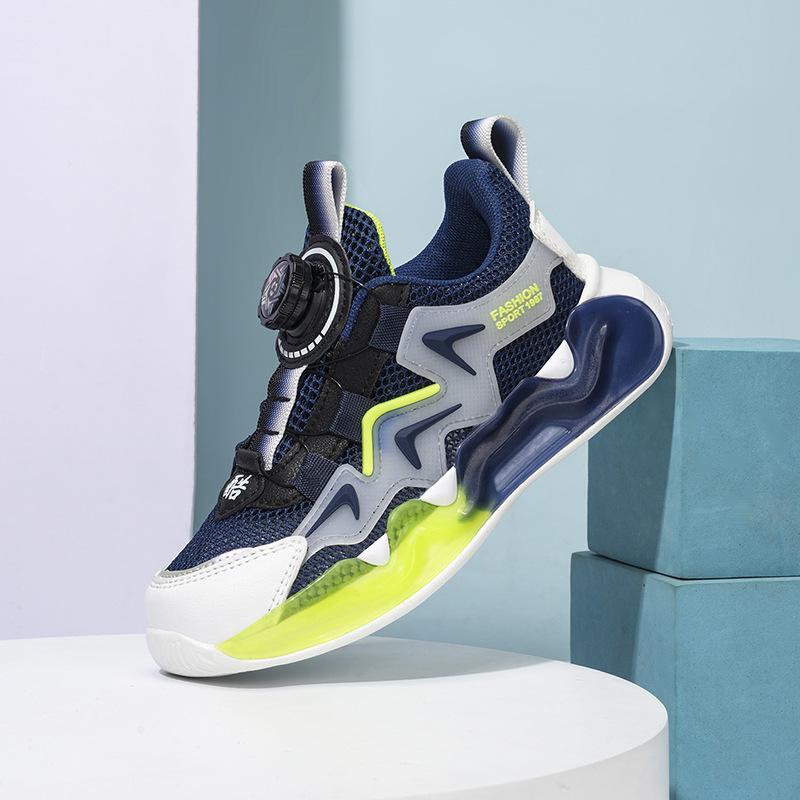 2026 New Children's Sports Dad Shoes Breathable Hollow Single Mesh Shoes Rotating Buckle Running Shoes