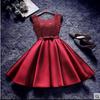 Elegantes, ärmelloses Abend-Midikleid aus einfarbigem Spitzensatin für Damen, Hochzeit, Bankett
