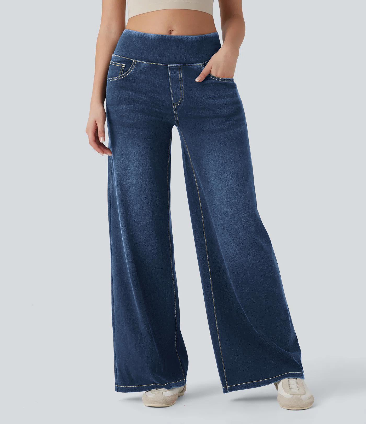 2026 Spring High-Waisted Elastic Wide-Leg Slimming Women s Jeans S