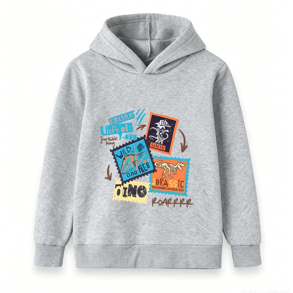 Kids Dinosaur Fossil Stampa Print Hoodie Boys Girls Casual Jurassic Wild Free Dino Roar Pullover Sweatshirt for Children