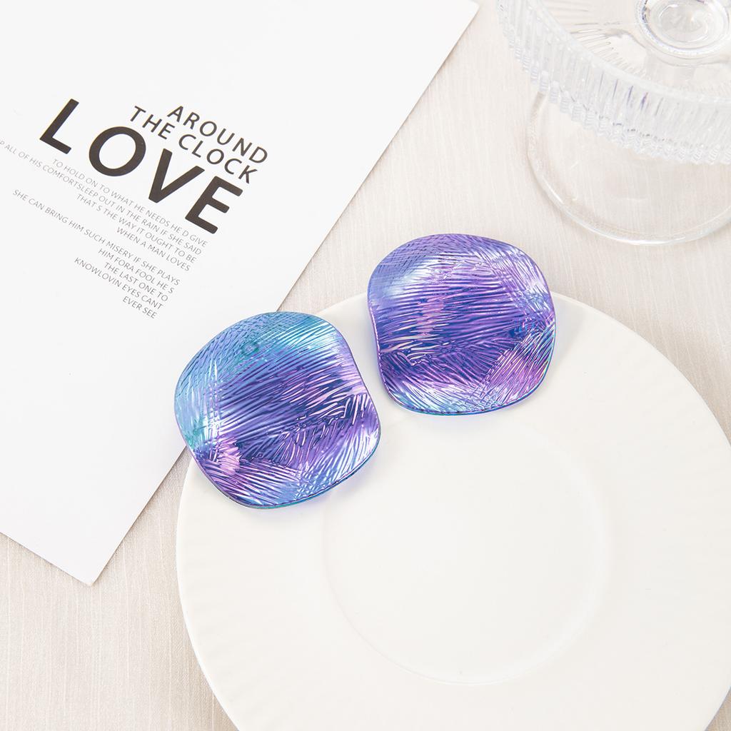 Dopamine Shrimp Stud Earrings Exaggerated Acrylic Geometric Oval Earrings Temperament Niche High-End Earrings